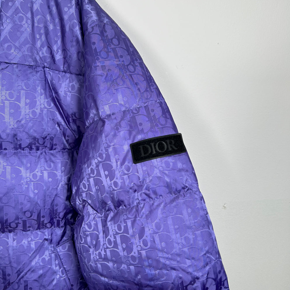 Dior Oblique Purple Puffer Jacket Size 50
