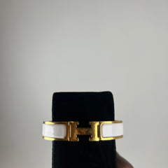 Hermes White Gold Clic H Bracelet
