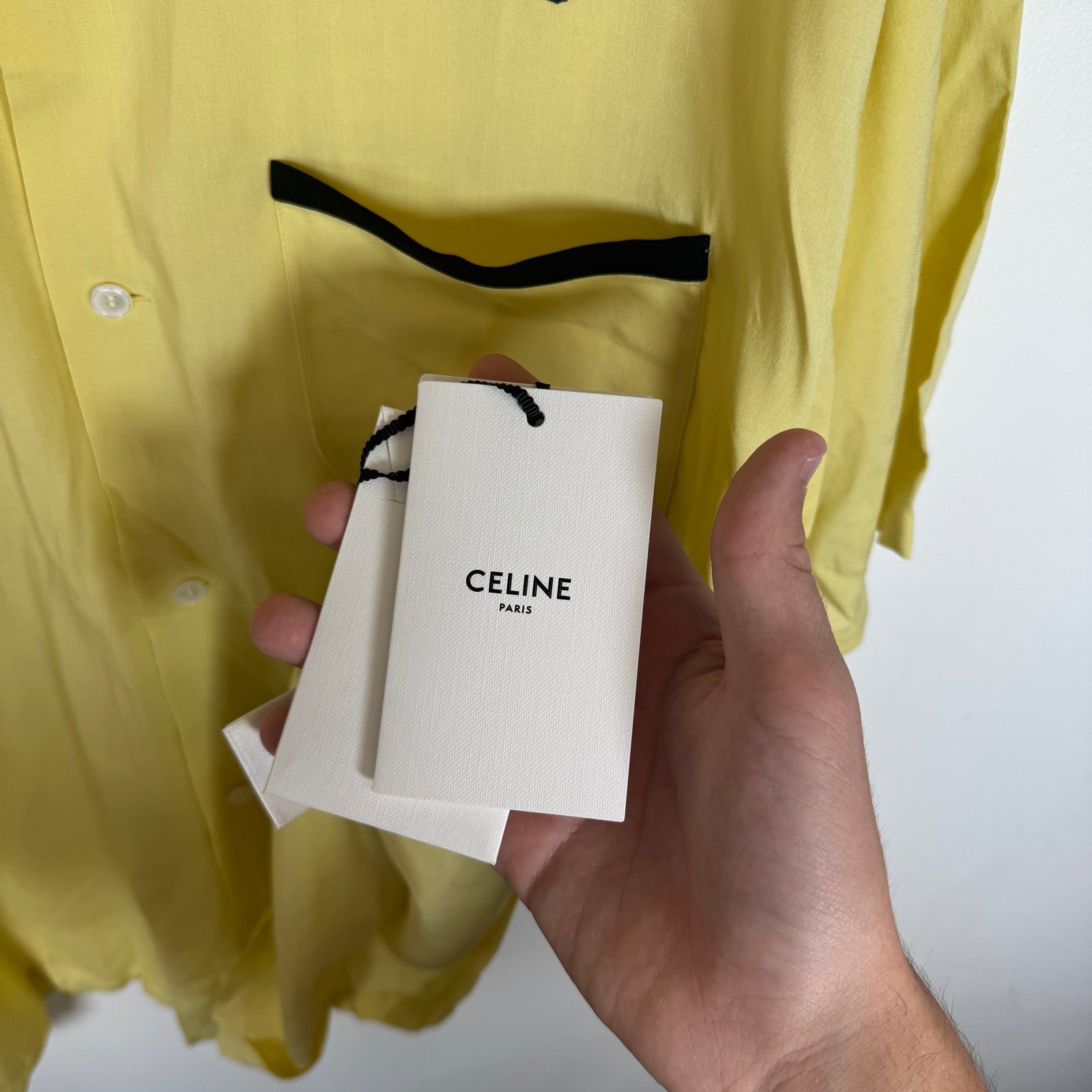 Celine Yellow Viscose Bowling Shirt Size XL