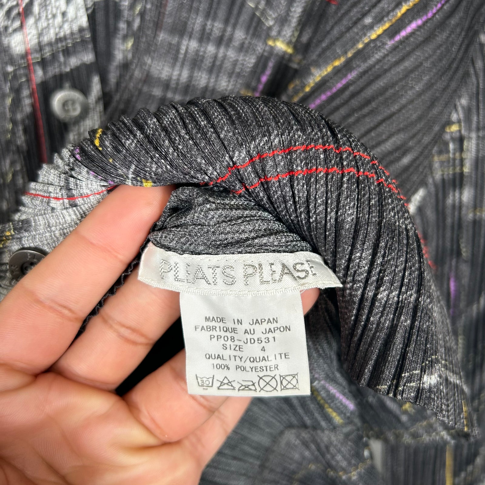 PLEATS PLEASE Issey Miyake Denim Trompe L'oeil Top Size 3