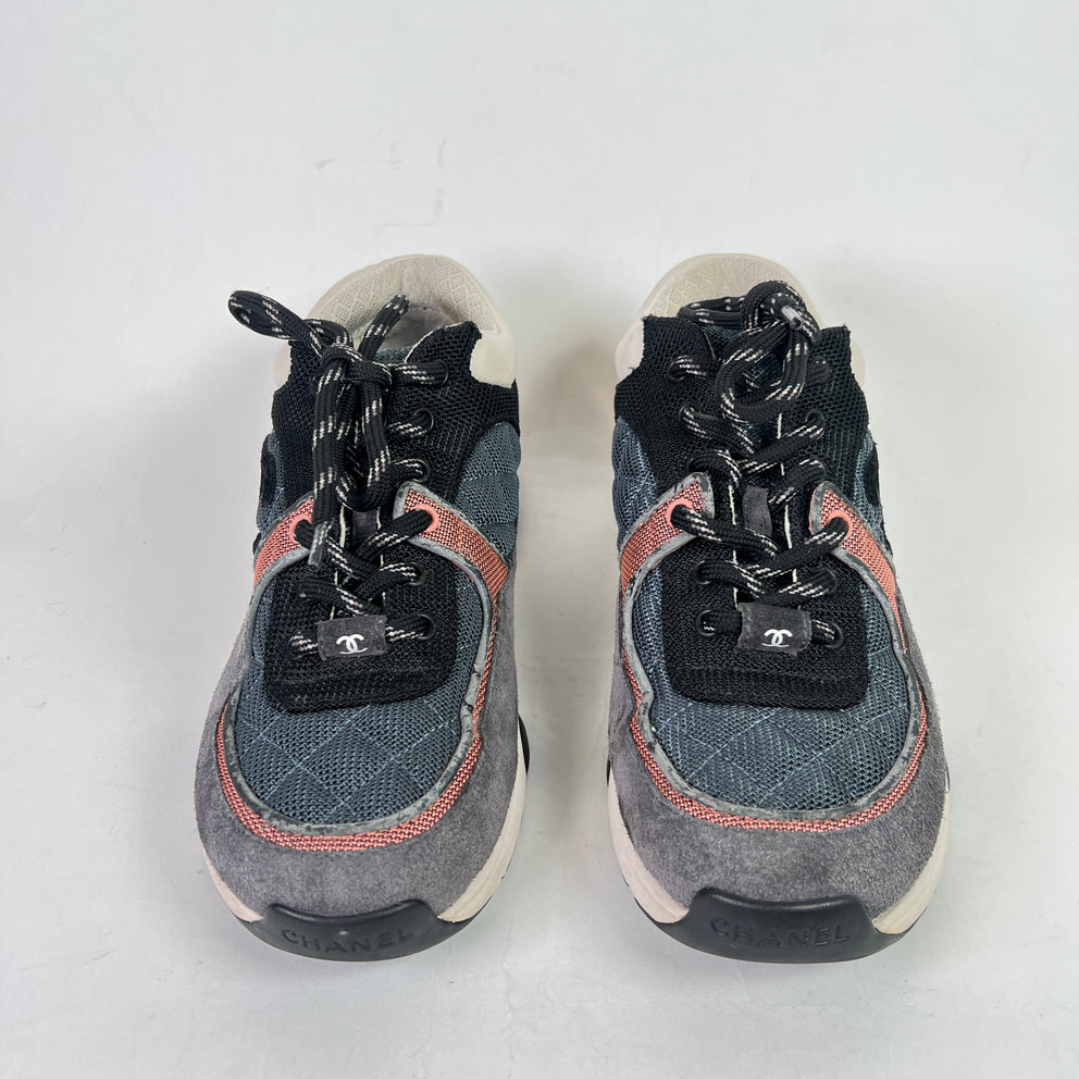 Chanel Grey/Pink Interlocking CC Runners