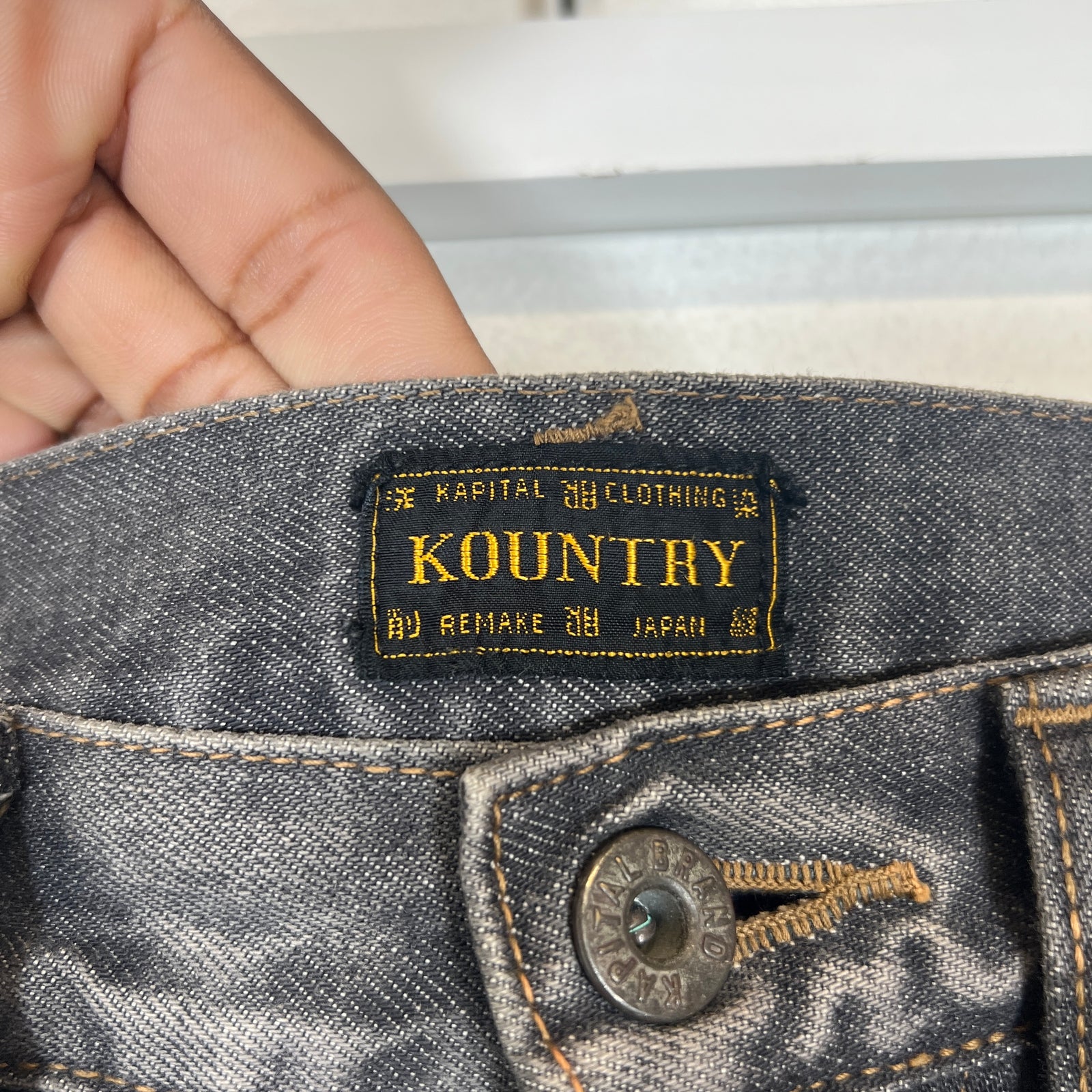 Kapital Washed Grey Bone Denim Shorts Size 32