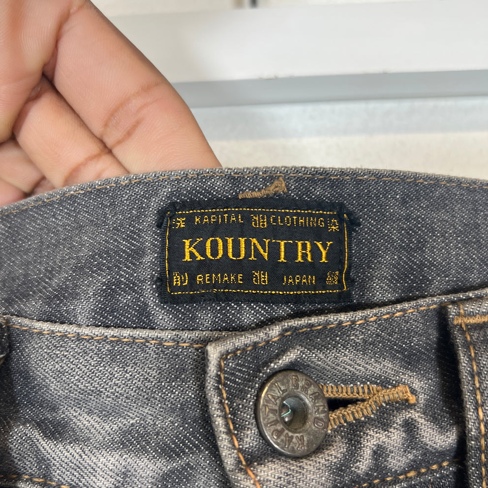 Kapital Washed Grey Bone Denim Shorts Size 32