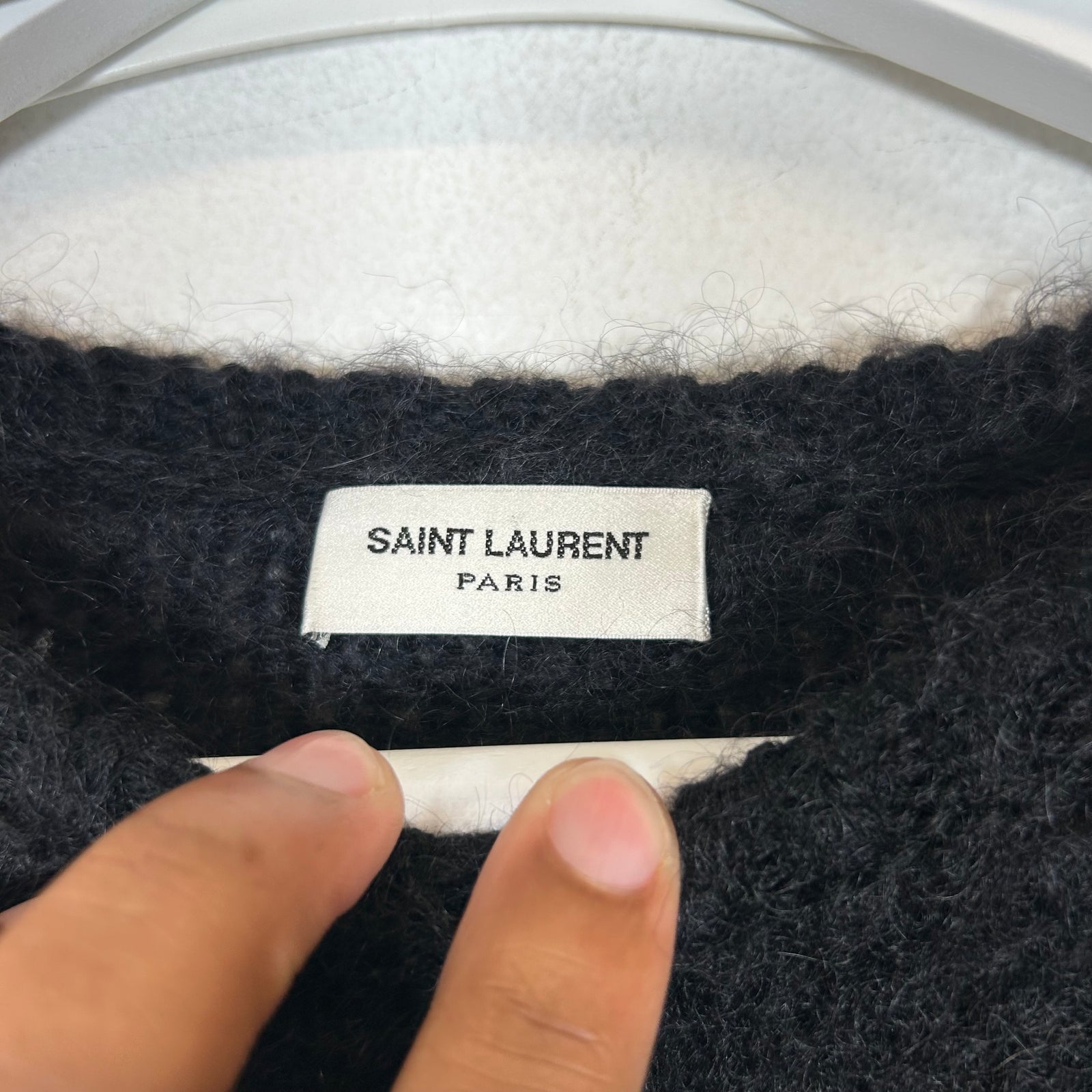 Saint Laurent Paris FW22 Color Block Mohair Sweater Size L