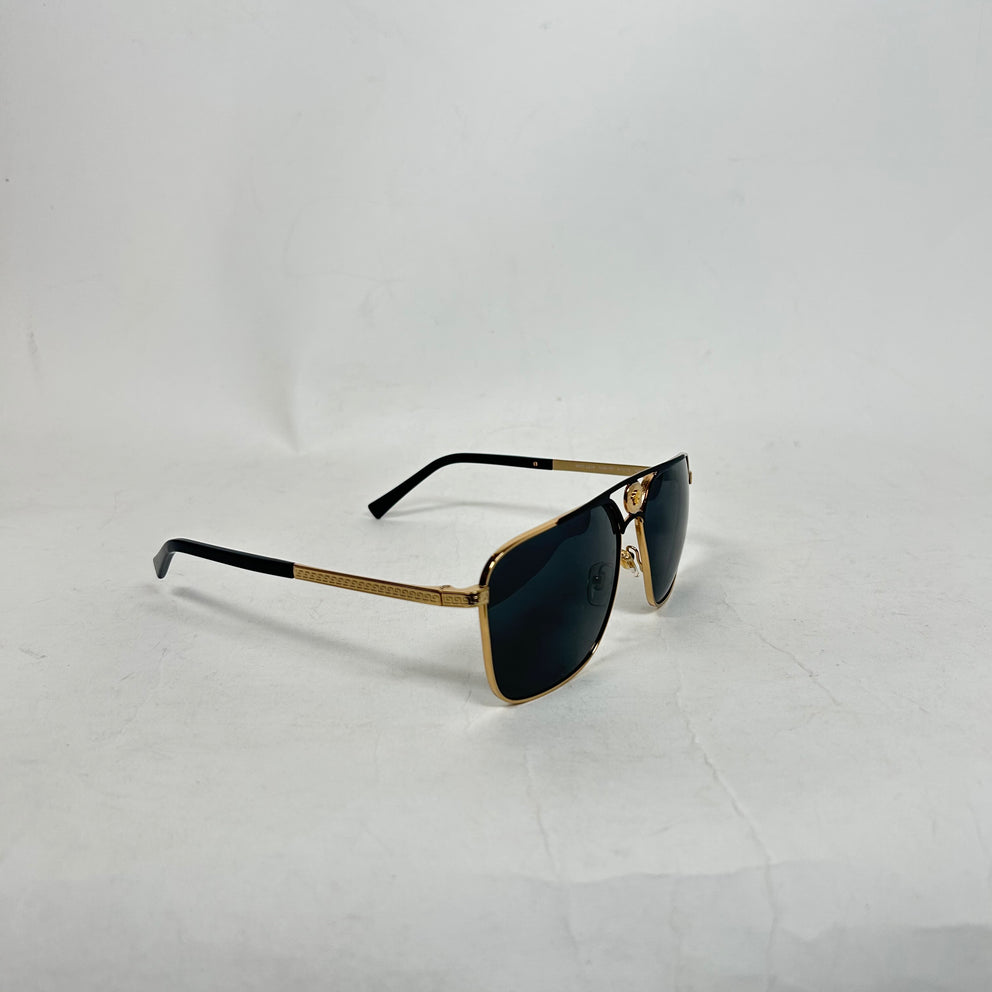 Versace Black/Gold Medusa Aviator Sunglasses