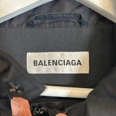 Balenciaga Black Logo Nylon Rain Jacket Size 34