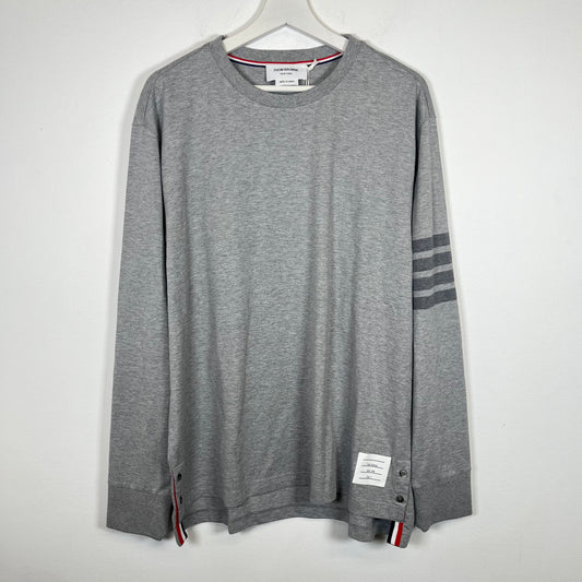 Thom Browne Grey Three Stripe LS Shirt Size L