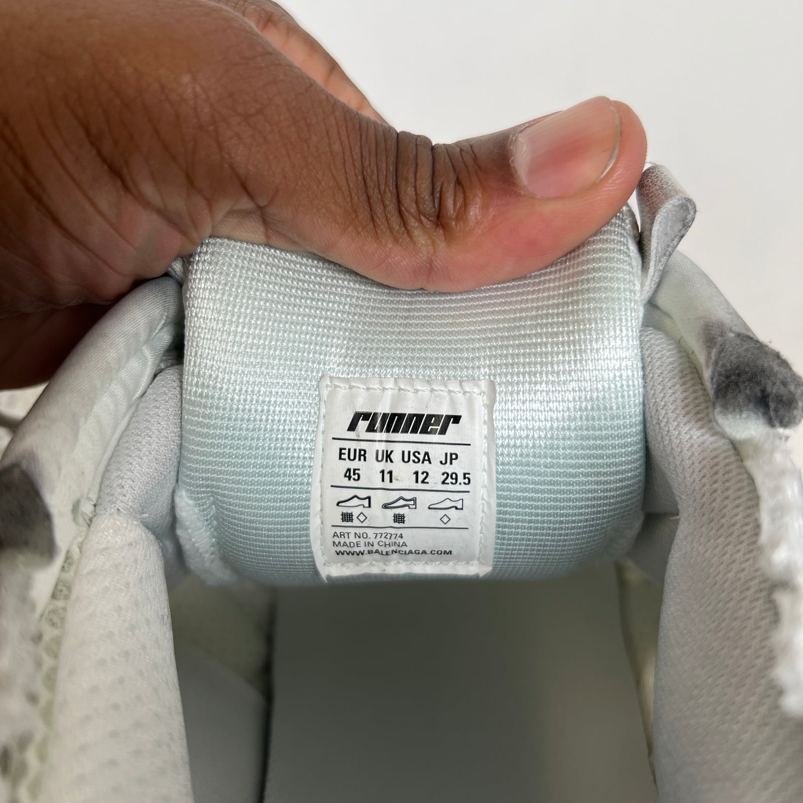 Balenciaga White/Black Gradient Runner Size 45