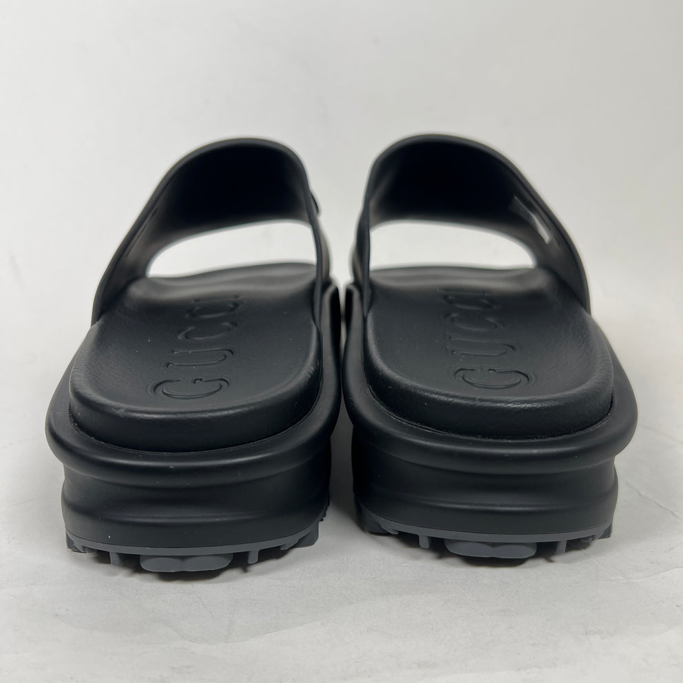 Gucci Black Interlocking G Platform Sandals Size GG 12