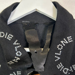Vlone Black Rhinestone "Live Vlone Die Vlone" Jean Jacket Size L
