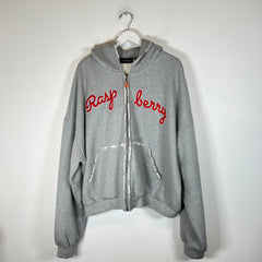 Gv Gallery Grey Raspberry Hills Script Logo Zip-Up Hoodie Size XL