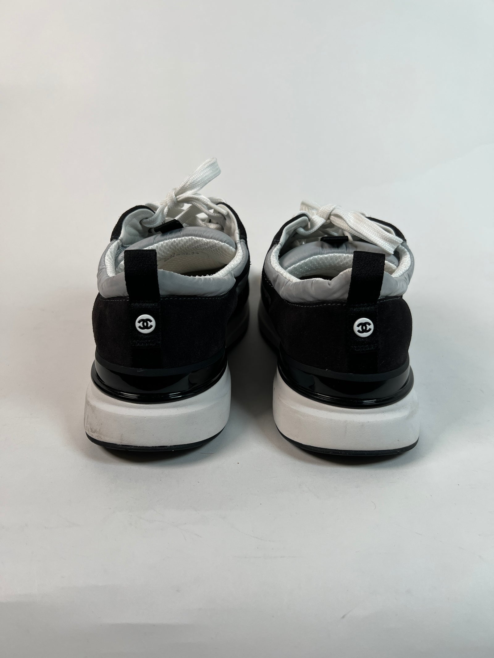 Chanel Dark Grey Suede Calfskin Sneaker Sz 43