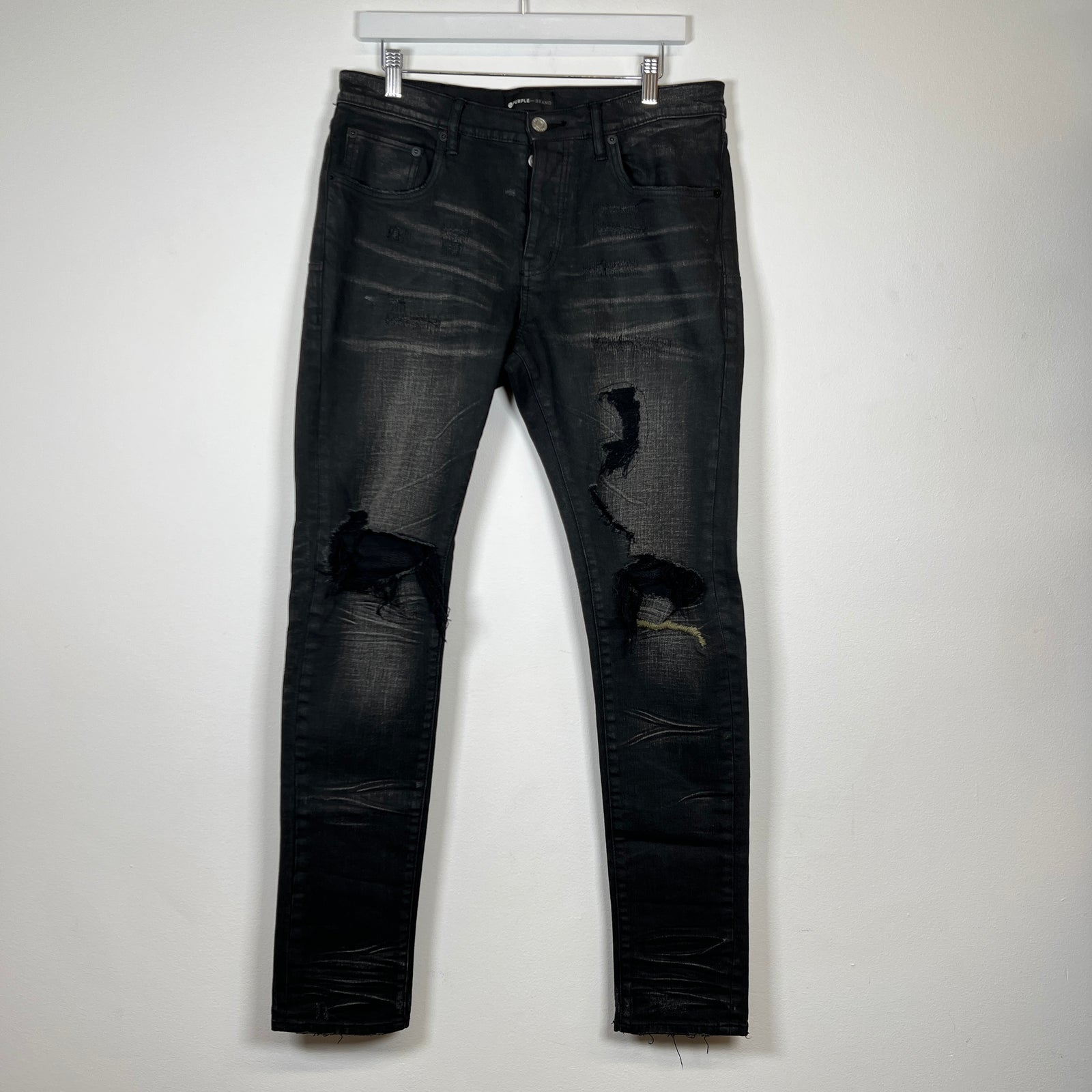 Purple Darkwash Distressed Jeans Sz 32