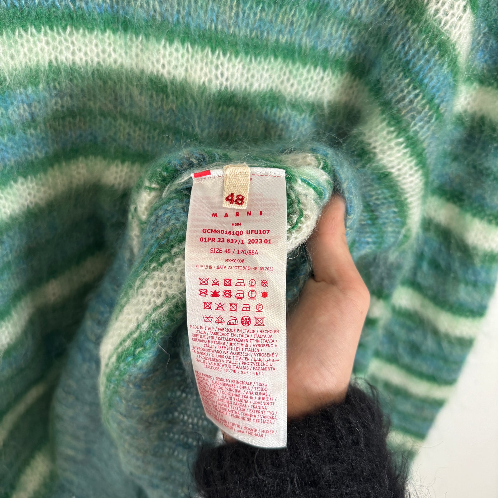Marni Teal/Green Mohair Knit Sweater Size M