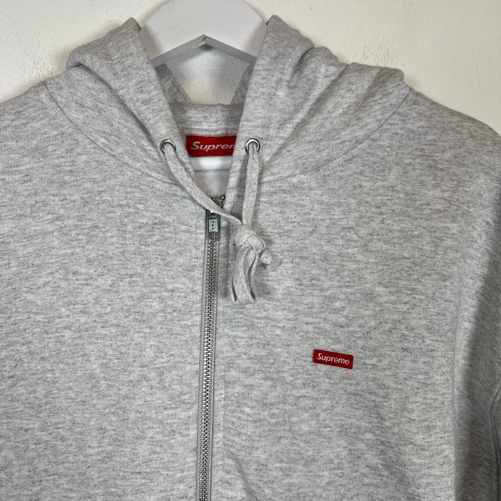 Supreme Grey Mini Box Logo Zip-Up Hoodie Size M