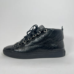Balenciaga Black Leather Arena High Tops Size 43