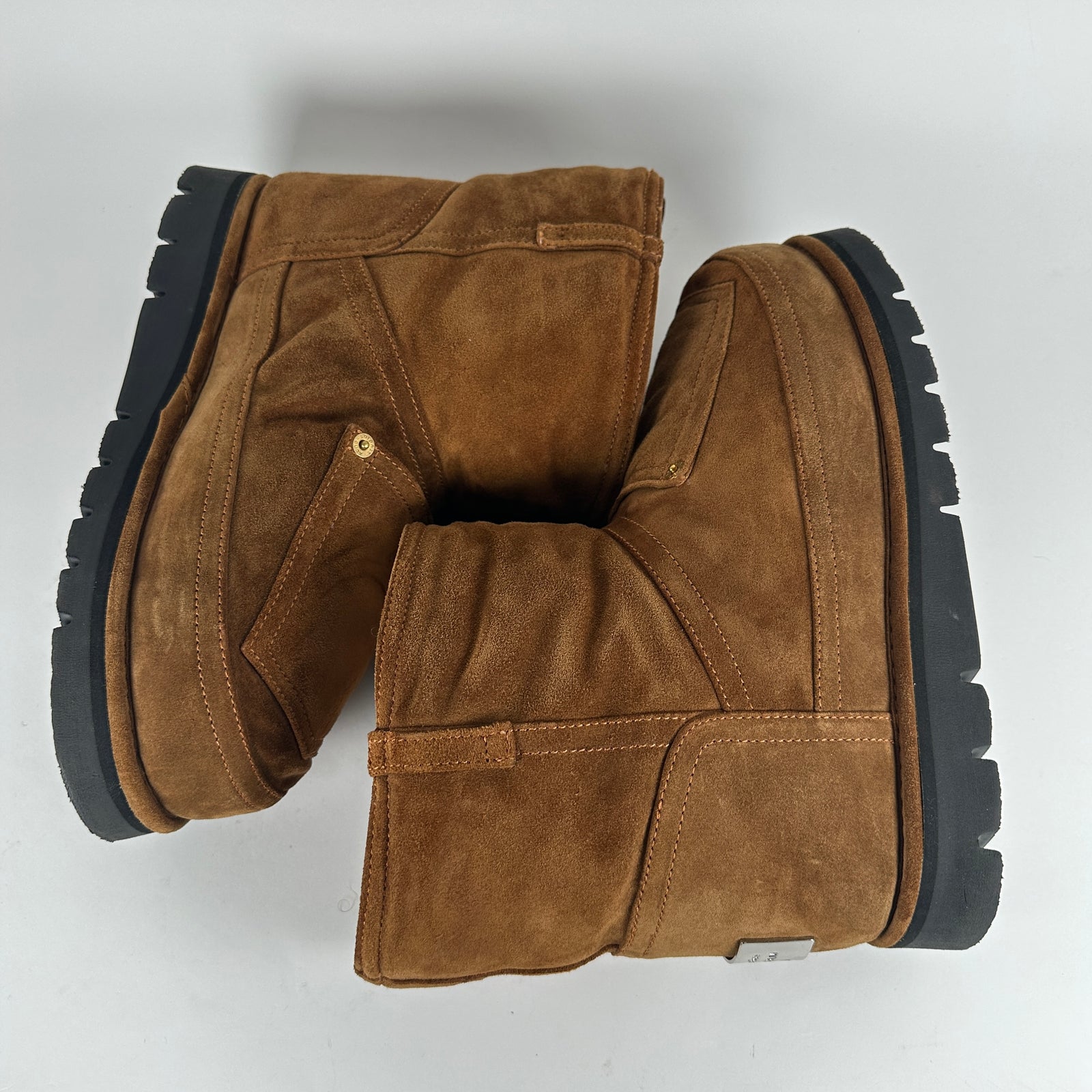 Acne Studios Brown Shearling Leather Cargo Boot Size 42