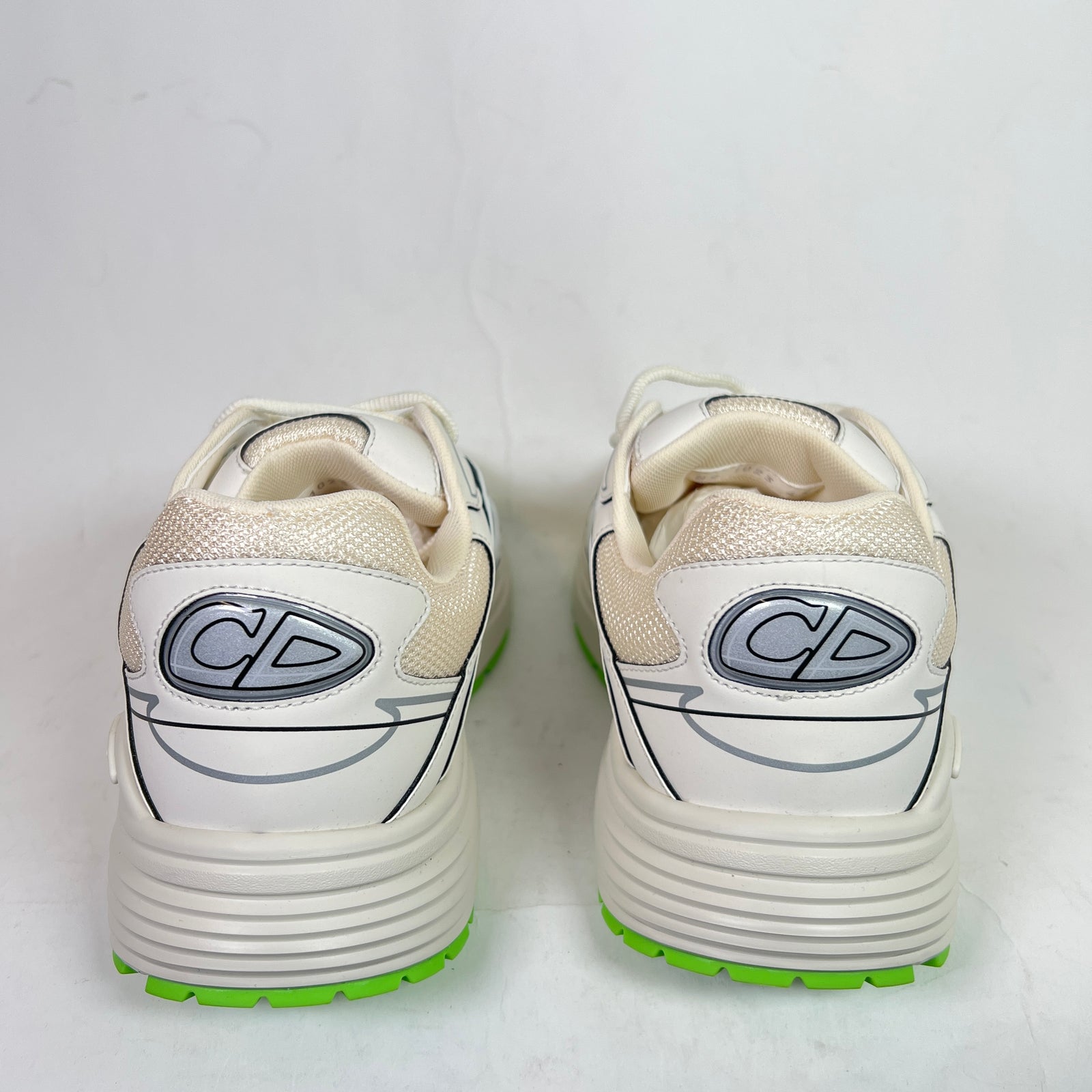 Dior B30 Beige/Lime Green Microfiber Mesh Sneaker Size 43