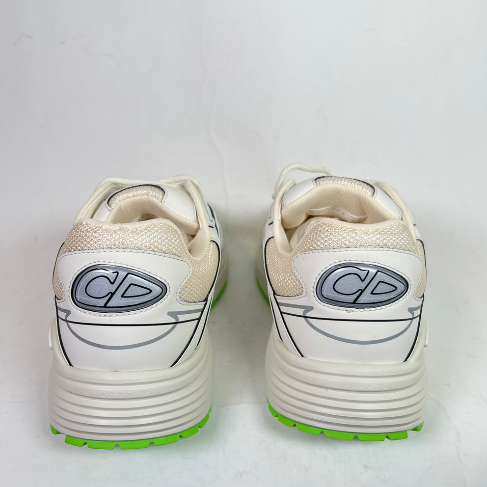 Dior B30 Beige/Lime Green Microfiber Mesh Sneaker Size 43