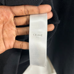 Celine Spellout Logo Black Hoodie Size M