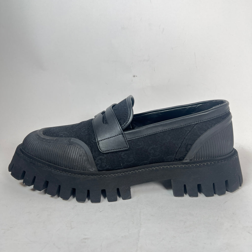 Gucci Black Maxi GG Jumbo Supreme Loafer Size GG 10.5