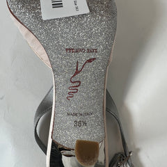 Rene Caovilla Floral Silver Heels Size 36.5