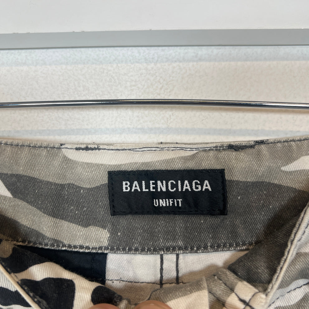 Balenciaga Double Waist Snow Camo Denim Jeans Size M