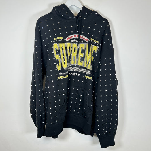 Supreme Black FW21 Rhinestone Hoodie Size XL