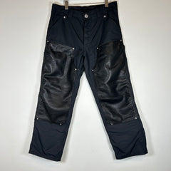 Chrome Hearts Black Nylon/Leather Double Knee Carpenter Pants Size 33