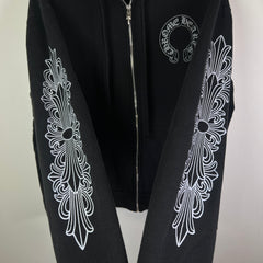 Chrome Hearts Floral Horseshoe Zip-Up Hoodie