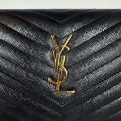Saint Laurent Black Quilted Envelope Wallet Chain