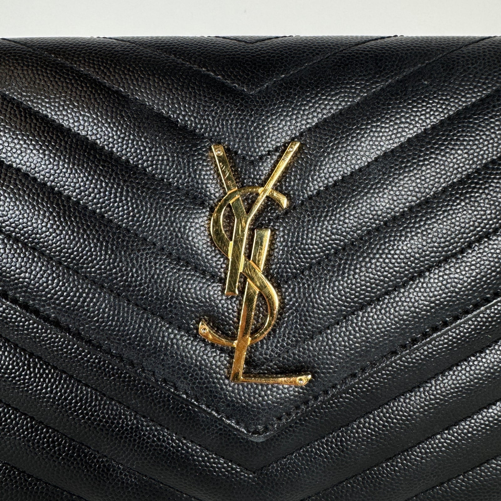 Saint Laurent Black Quilted Envelope Wallet Chain