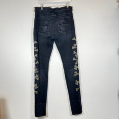 Amiri Black/Olive Green Bone Skinny Jeans Size 36