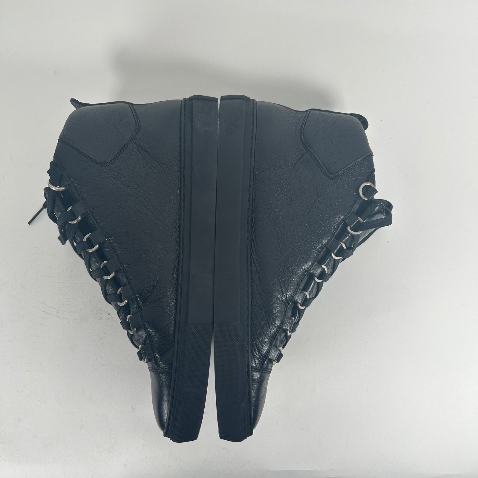 Balenciaga Black Leather 'Arena' Hightop Sneaker Size 9