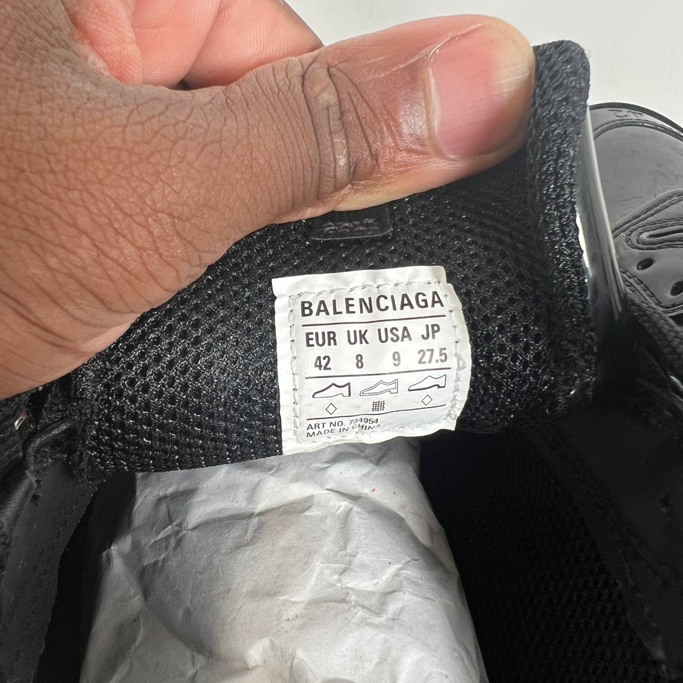 Balenciaga Black Patent Leather Triple S Sneaker Size 42