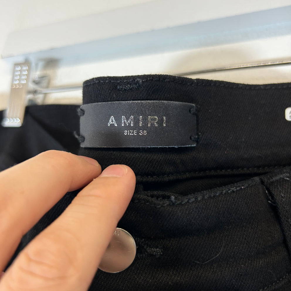 Amiri MX1 Black/Brown Patch Skinny Jeans Size 38