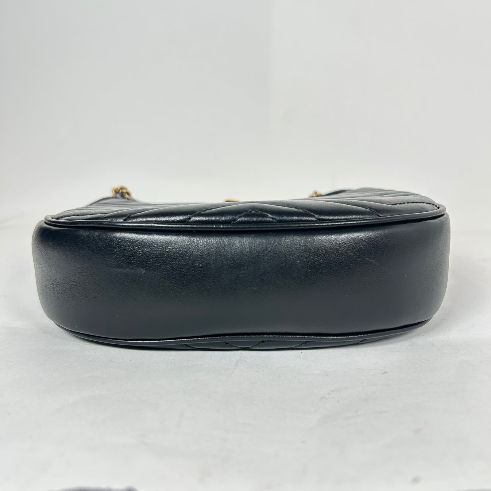 Gucci Black GG Marmont Mini Half Moon Hobo Bag