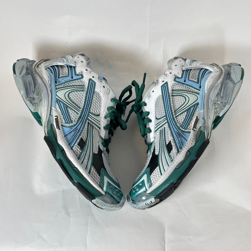 Balenciaga Green/Blue Mesh Runners Size 44