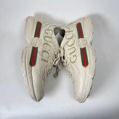 Gucci Beige Logo Rhyton Sneaker Size GG 9.5