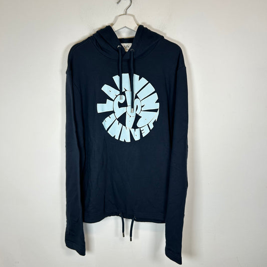 Lanvin Navy Spiral Logo Hoodie Size XL