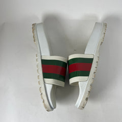 Gucci White Web Rubber Sandals Size GG 9