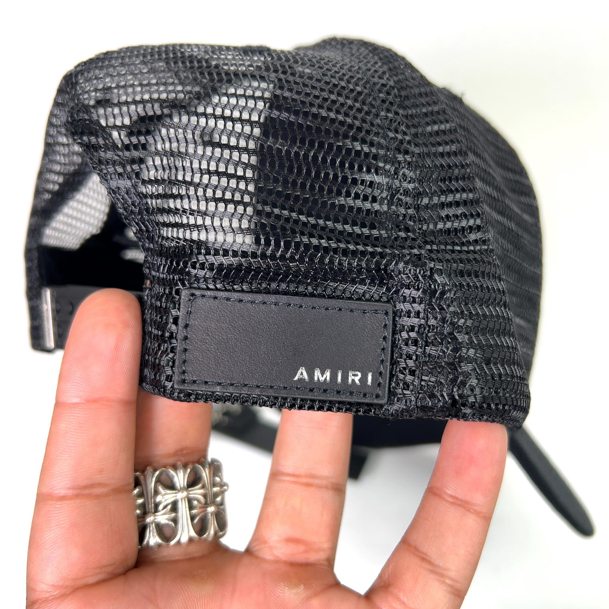 Amiri Black MA Logo Trucker Hat
