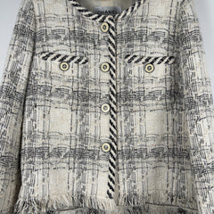 Chanel Printemps SS18 Braided Trim Ecru Tweed White/Black Size 40