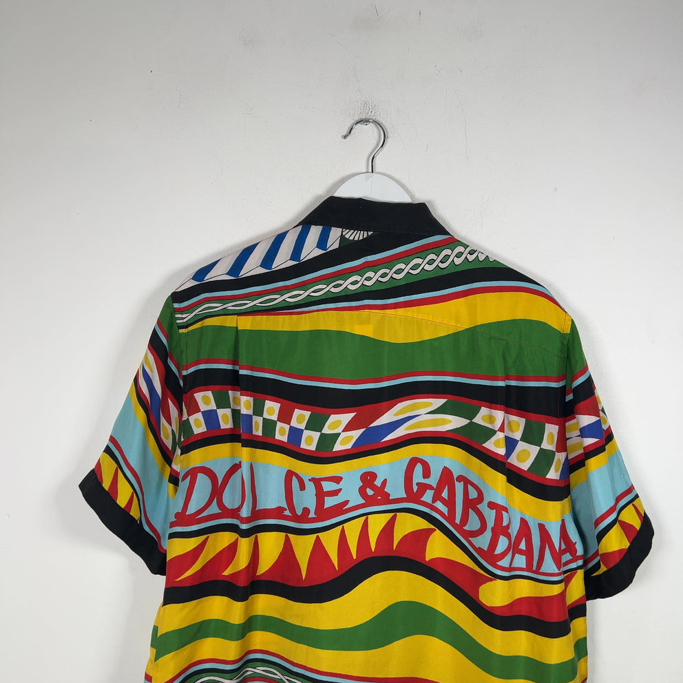 Dolce & Gabbana Carretto Printed Multi Color Silk Shirt