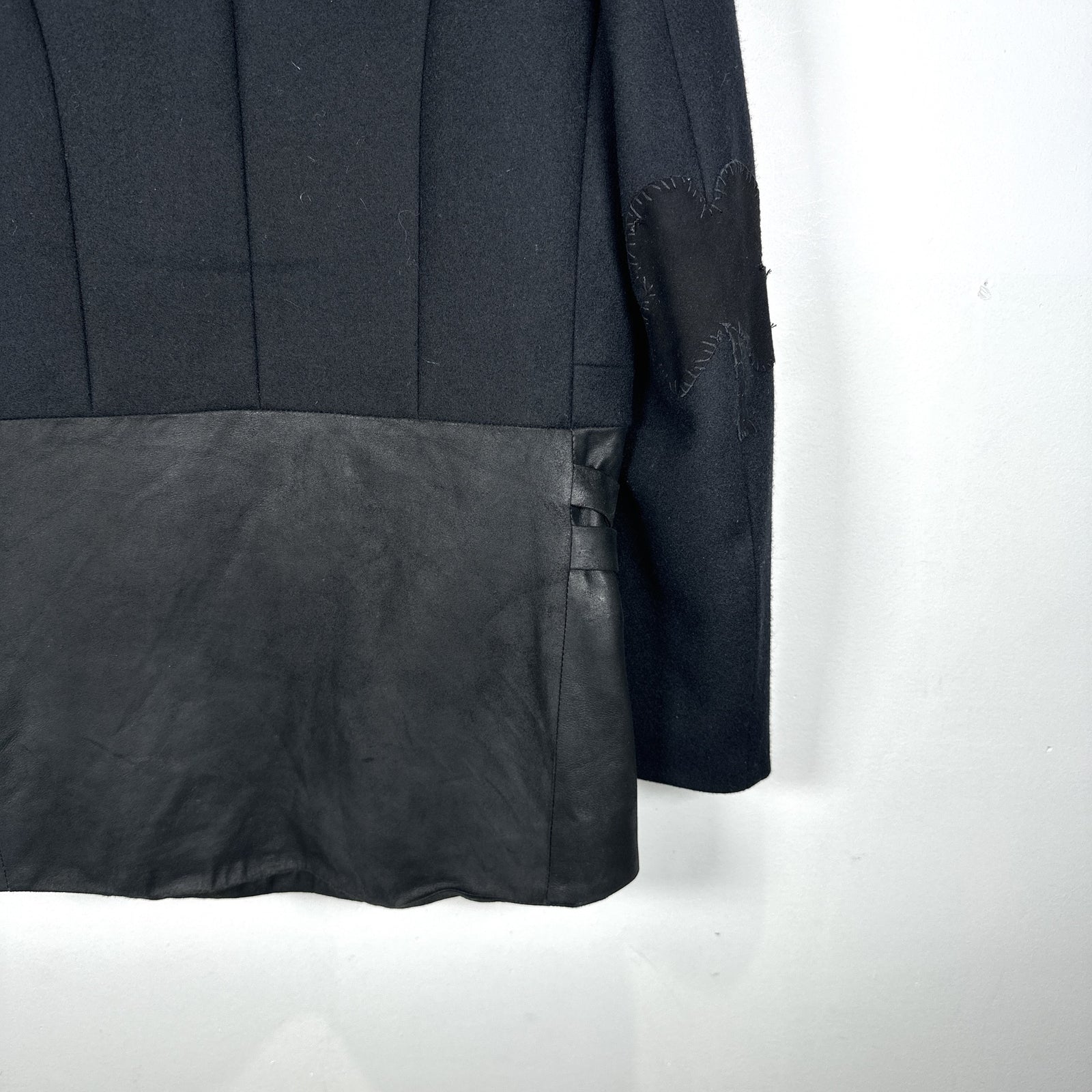 Number (N)ine AW06 'NOIR' Black Leather Hybrid Wool Napoleon Jacket Size 2