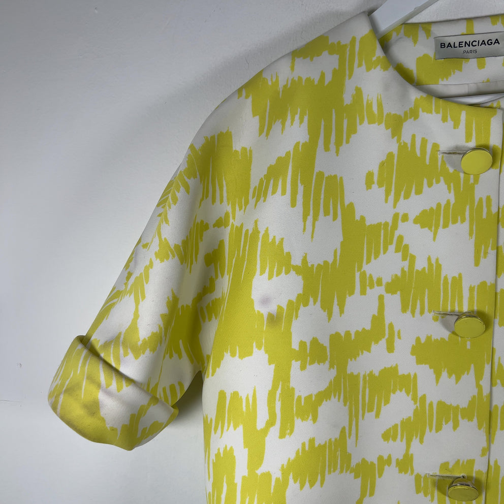 Balenciaga Crop Jacket White/Yellow Size M