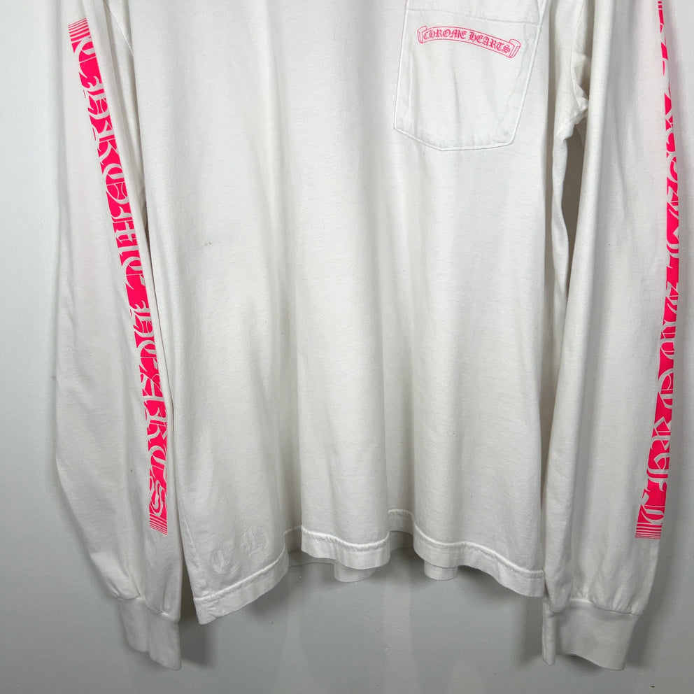 Chrome Hearts Pink Spell Out Logo Bar Longsleeve