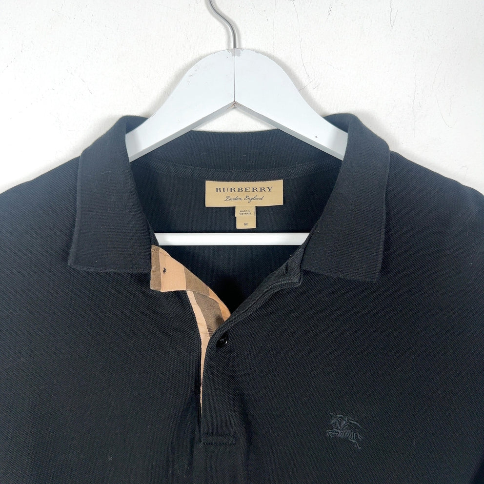 Burberry 1/4 Button Black Polo