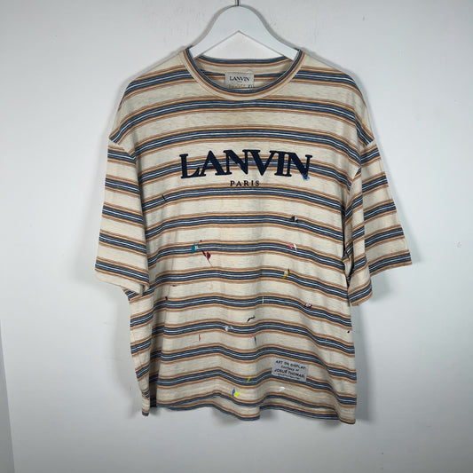 Lanvin Striped Striped Paint Splatter T-Shirt