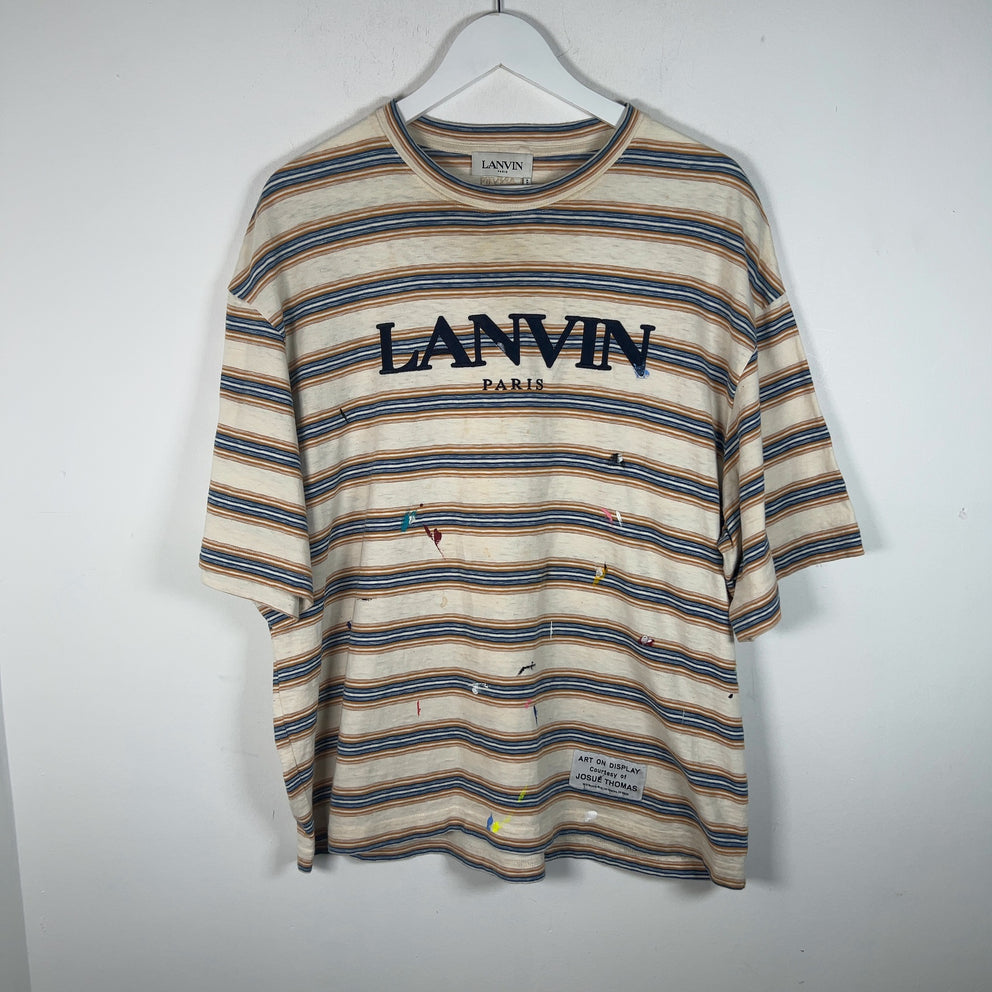 Lanvin Striped Striped Paint Splatter T-Shirt